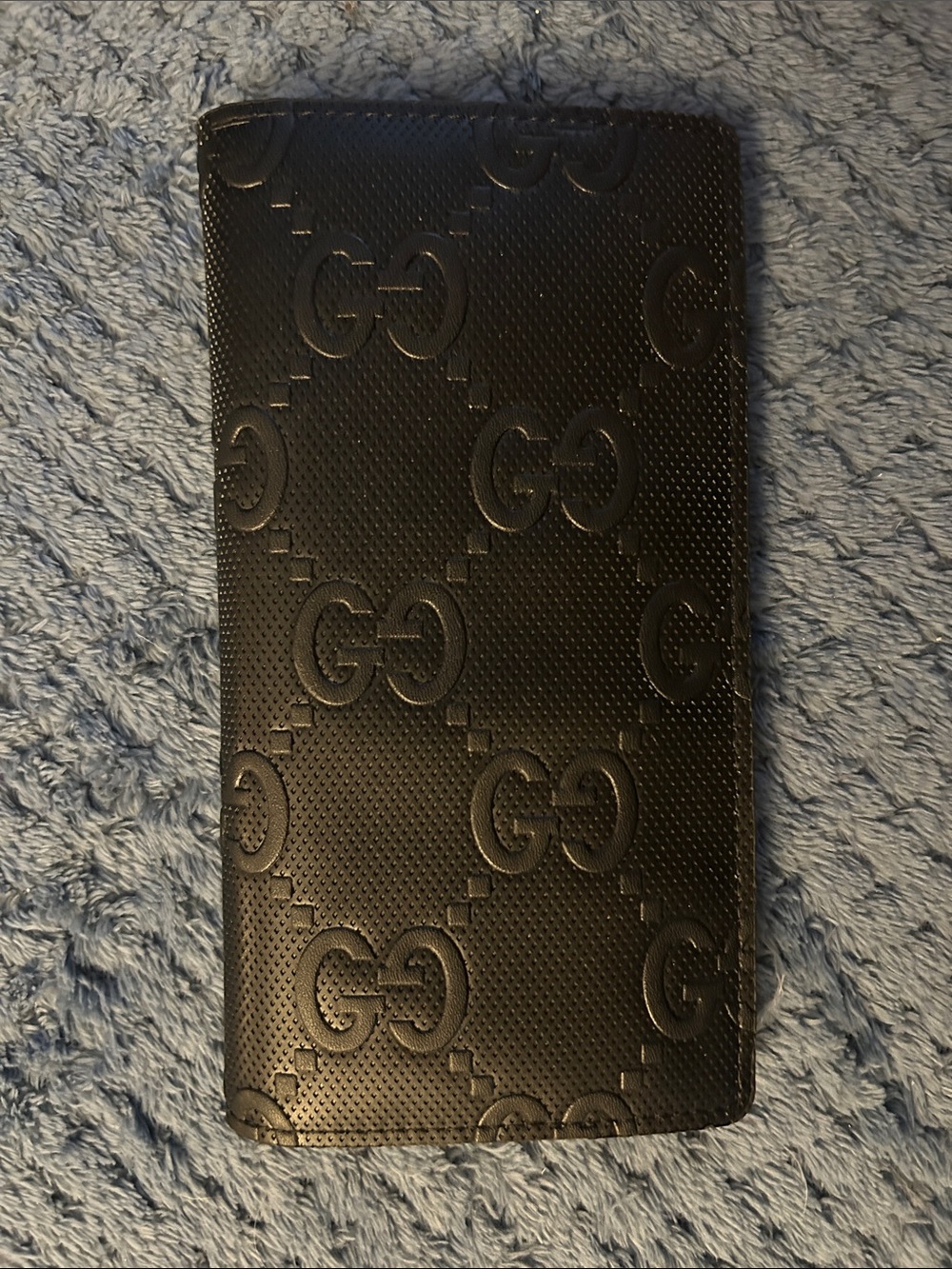 Source Unknown Black Embossed GG Slim Card & Zipper Change Holder